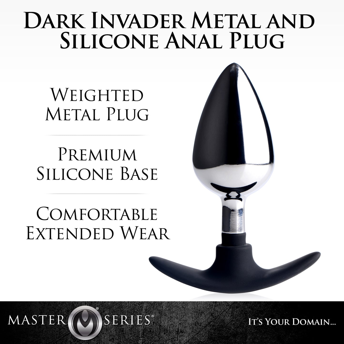 Dark Invader Metal And Silicone Anal Plug - Large