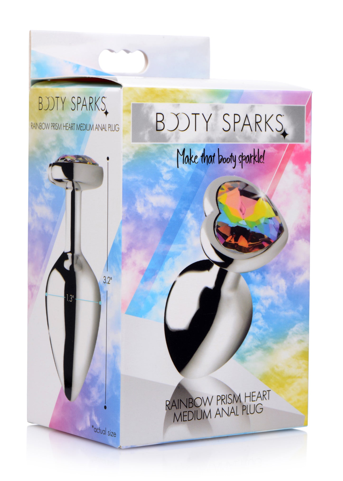 Rainbow Prism Heart Anal Plug - Medium