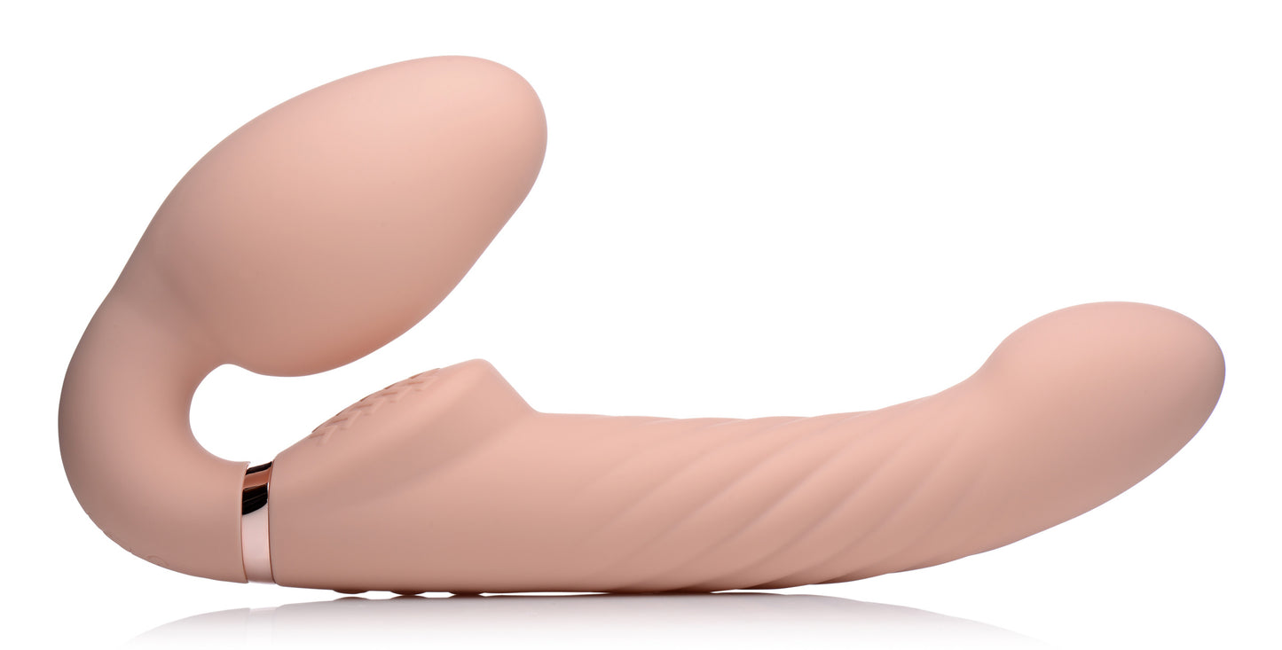 Ergo-fit Twist Inflatable Vibrating Silicone Strapless Strap-on - Beige