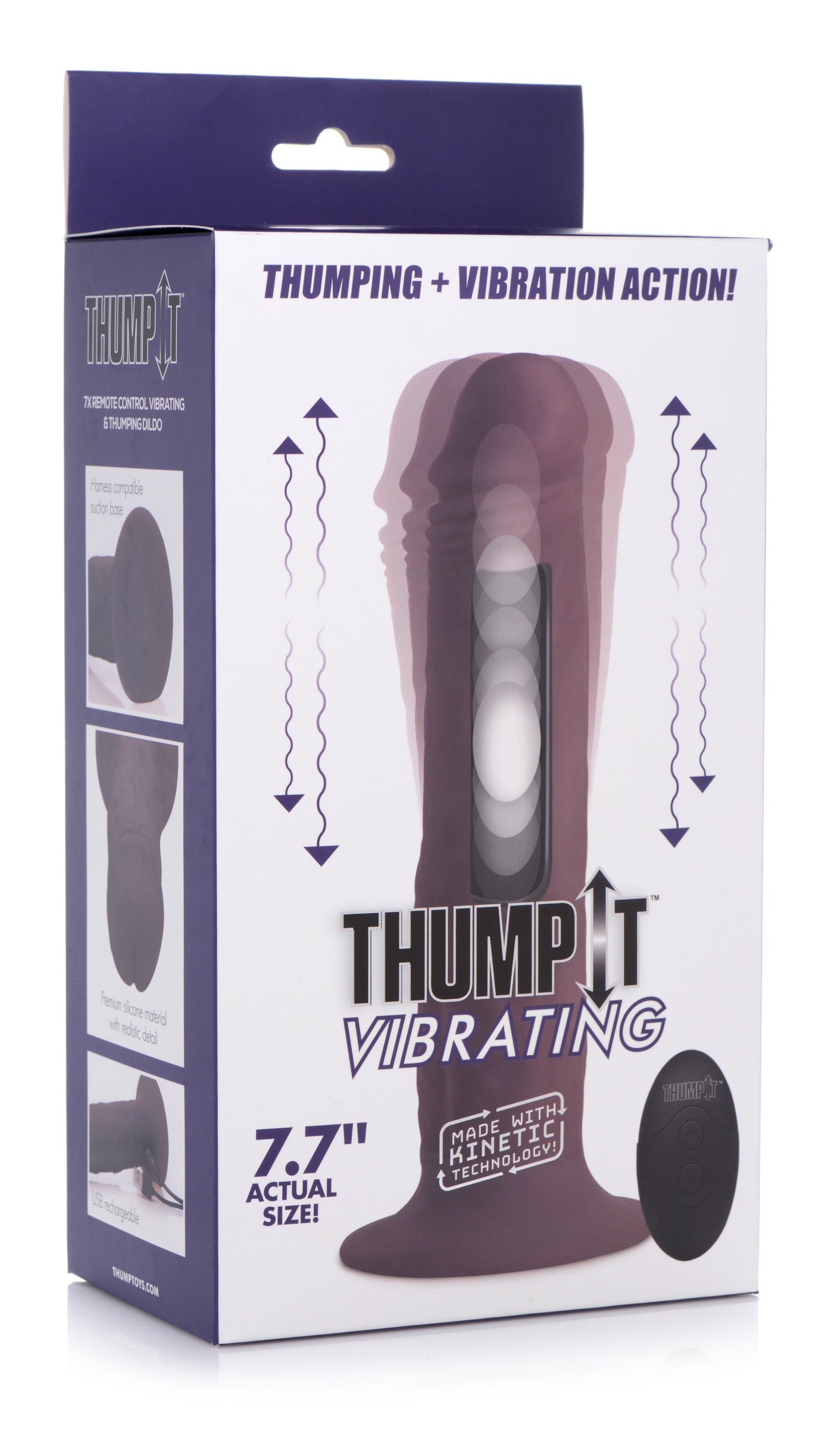 7x Remote Control Vibrating And Thumping Dildo - Dark