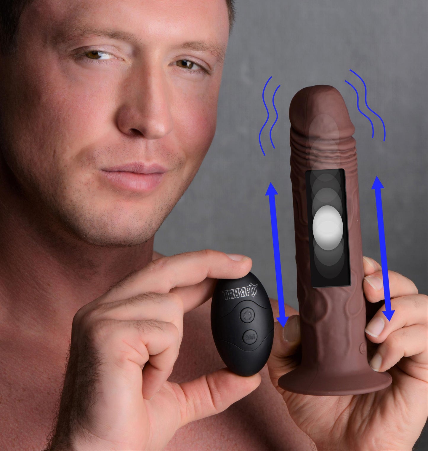 7x Remote Control Vibrating And Thumping Dildo - Dark