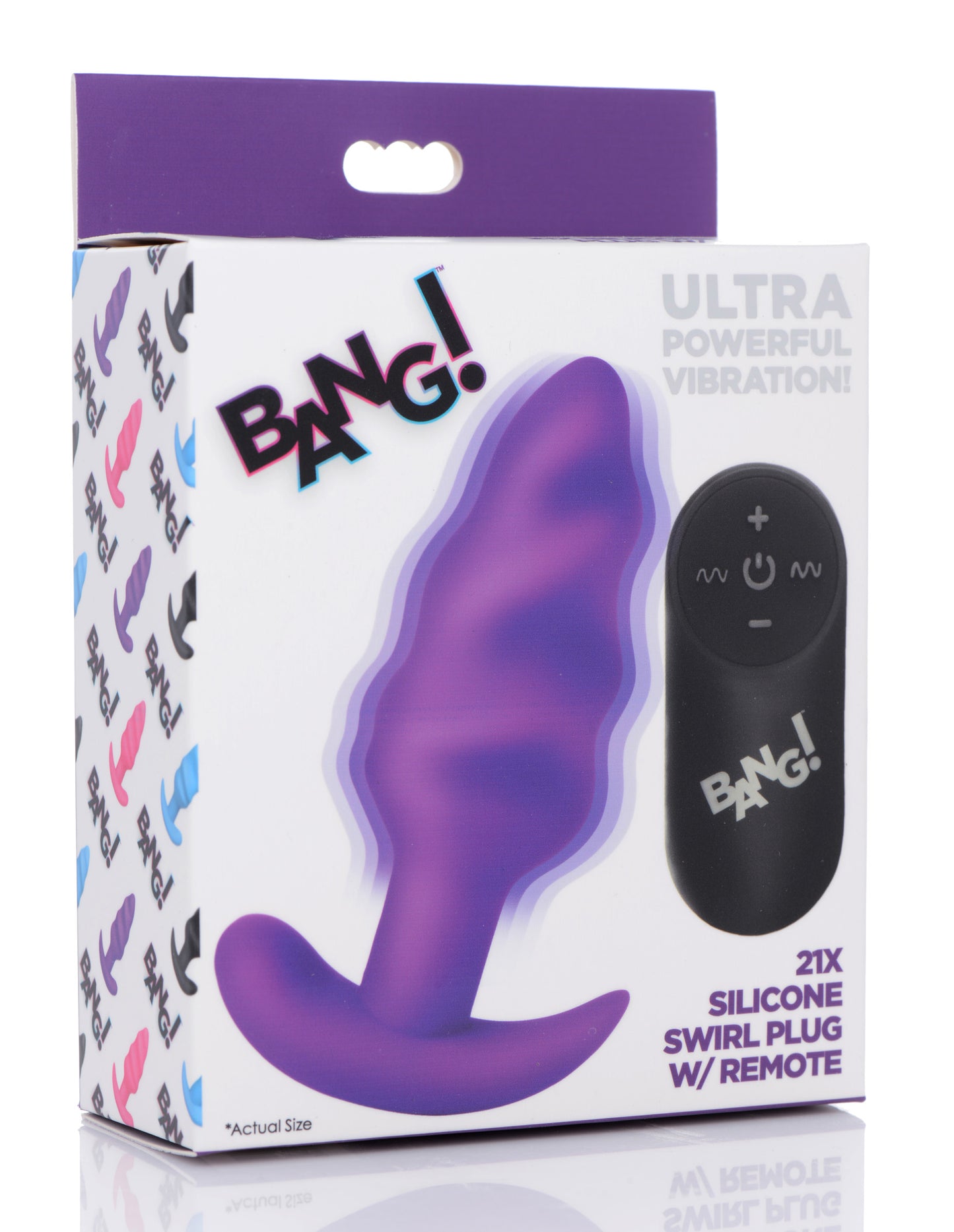 Remote Control 21x Vibrating Silicone Swirl Butt Plug - Purple