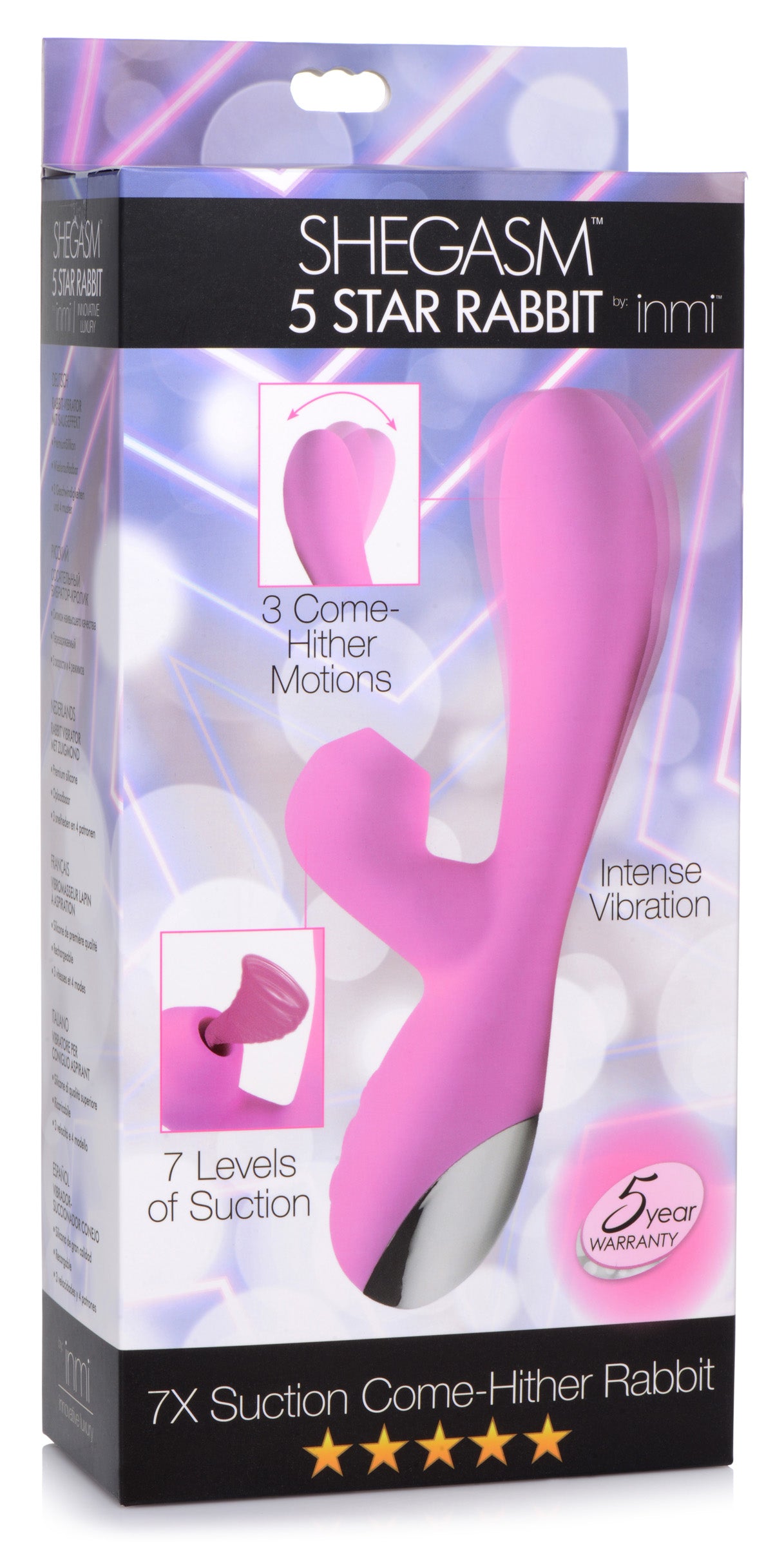 Shegasm 5 Star 7x Suction Come-hither Silicone Rabbit - Pink