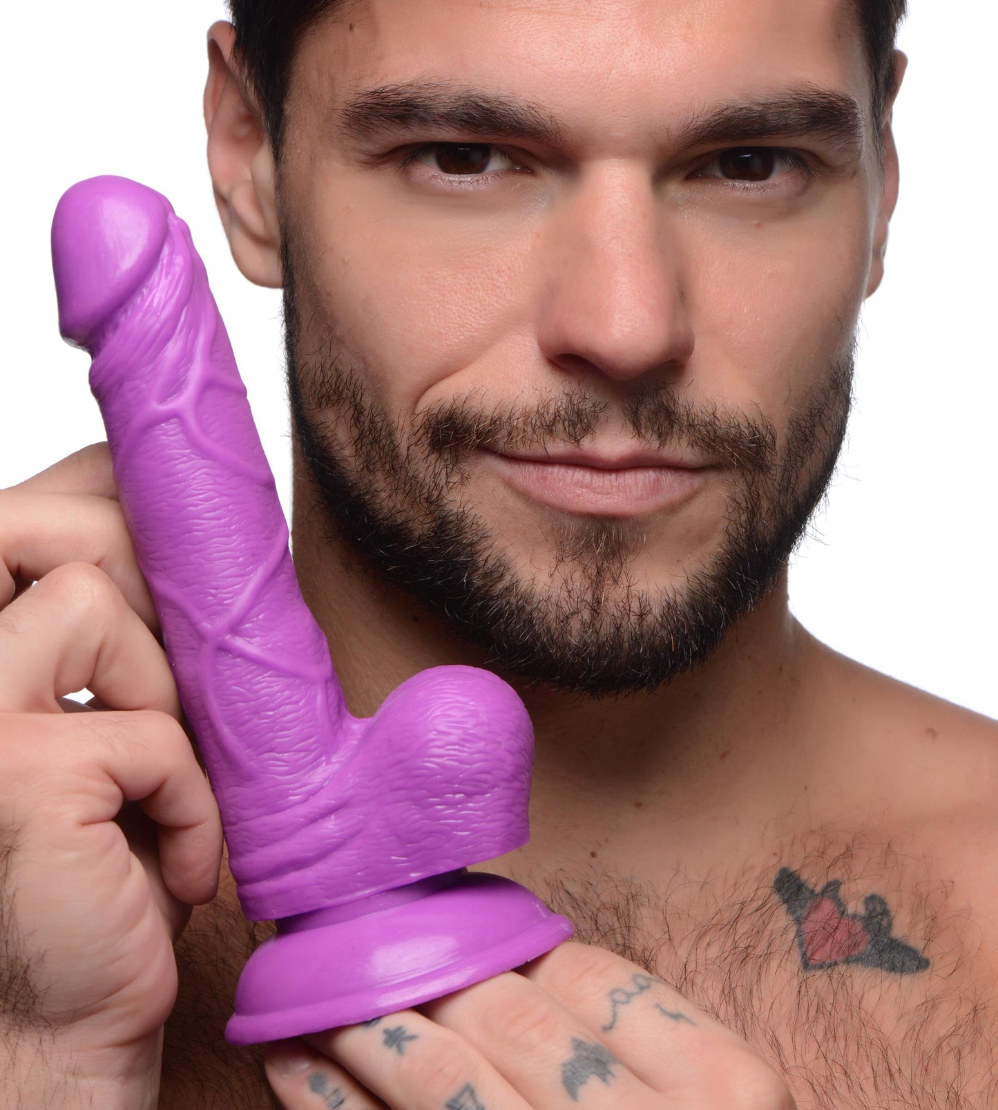 6.5 Inch Dildo With Balls - Purple