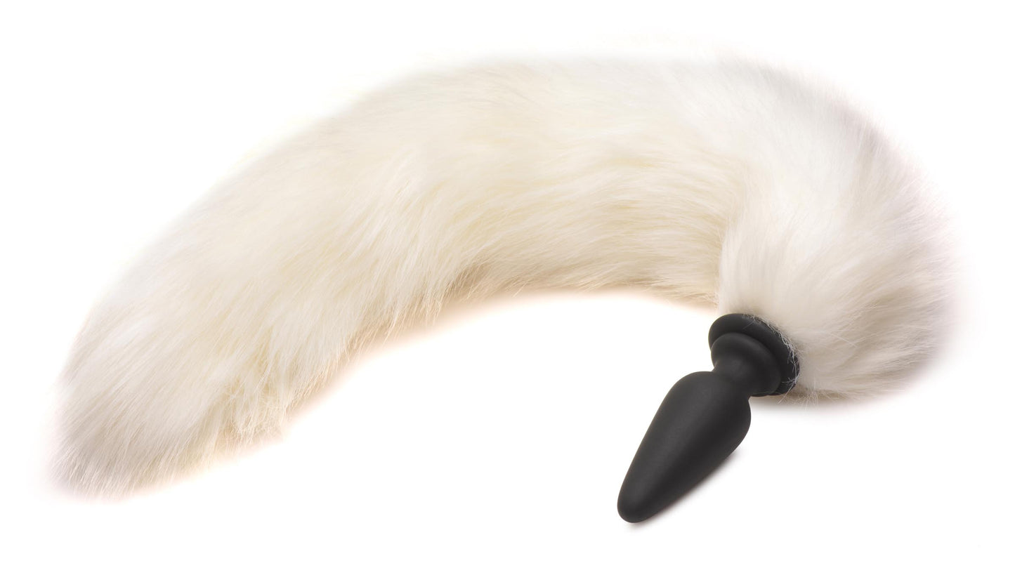 Large Anal Plug With Interchangeable Fox Tail - White
