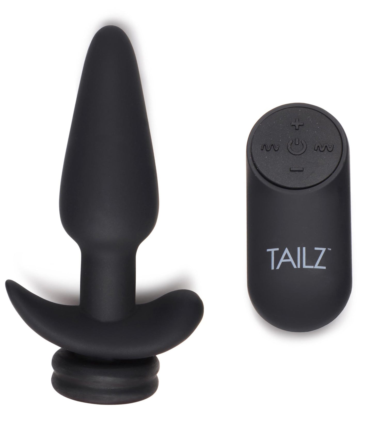 Small Vibrating Anal Plug With Interchangeable Fox Tail - Black