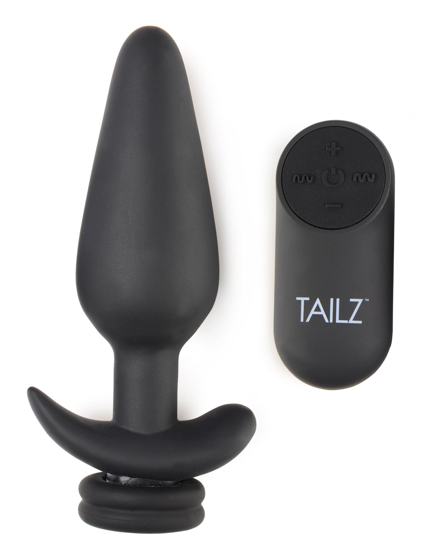 Large Vibrating Anal Plug With Interchangeable Fox Tail - Black And White