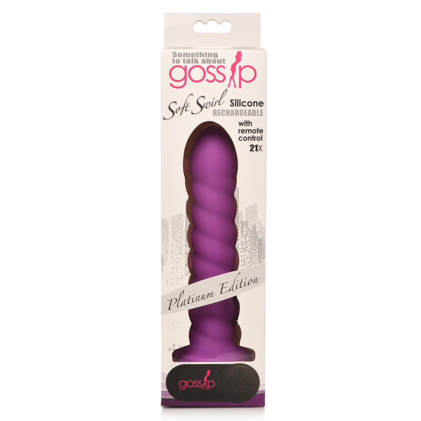 21x Soft Swirl Silicone Rechargeable Vibrator With Control - Violet