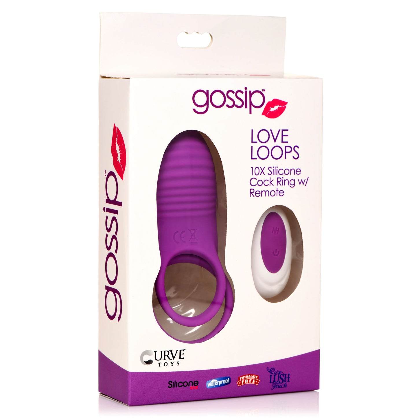 Love Loops 10x Silicone Cock Ring With Remote - Purple