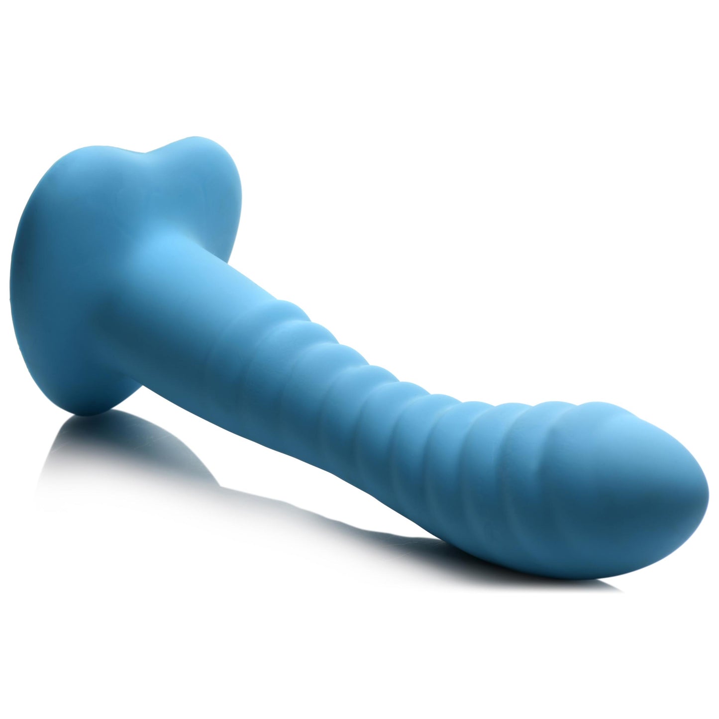 Ribbed Silicone Blue Dildo