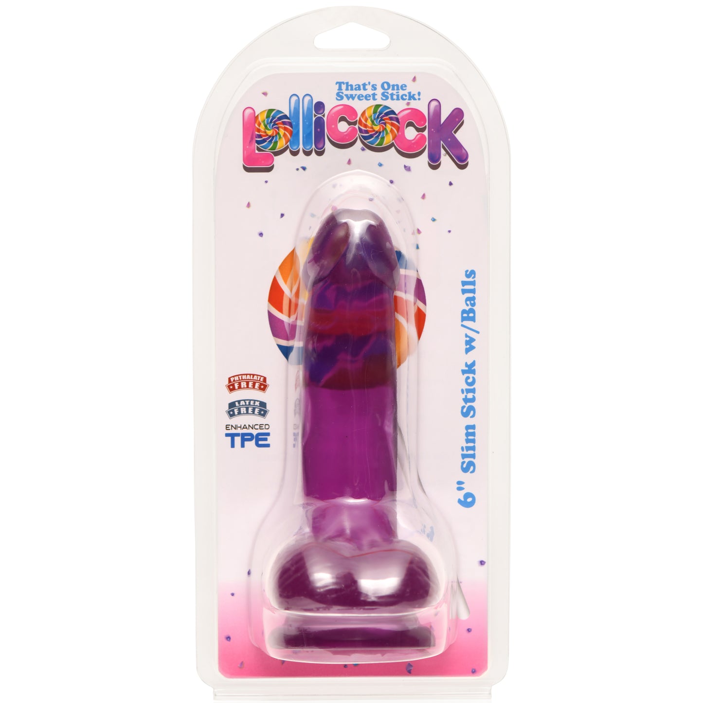 6 Inch Slim Stick With Balls Grape Ice Dildo