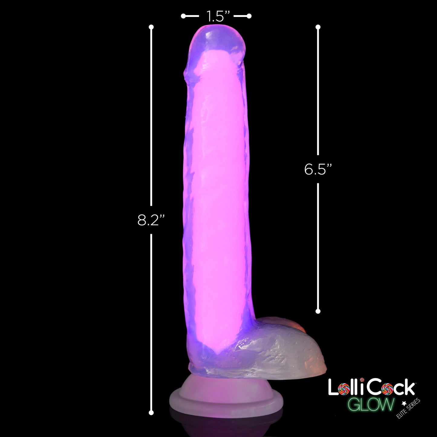 7 Inch Glow-in-the-dark Silicone Dildo With Balls - Pink