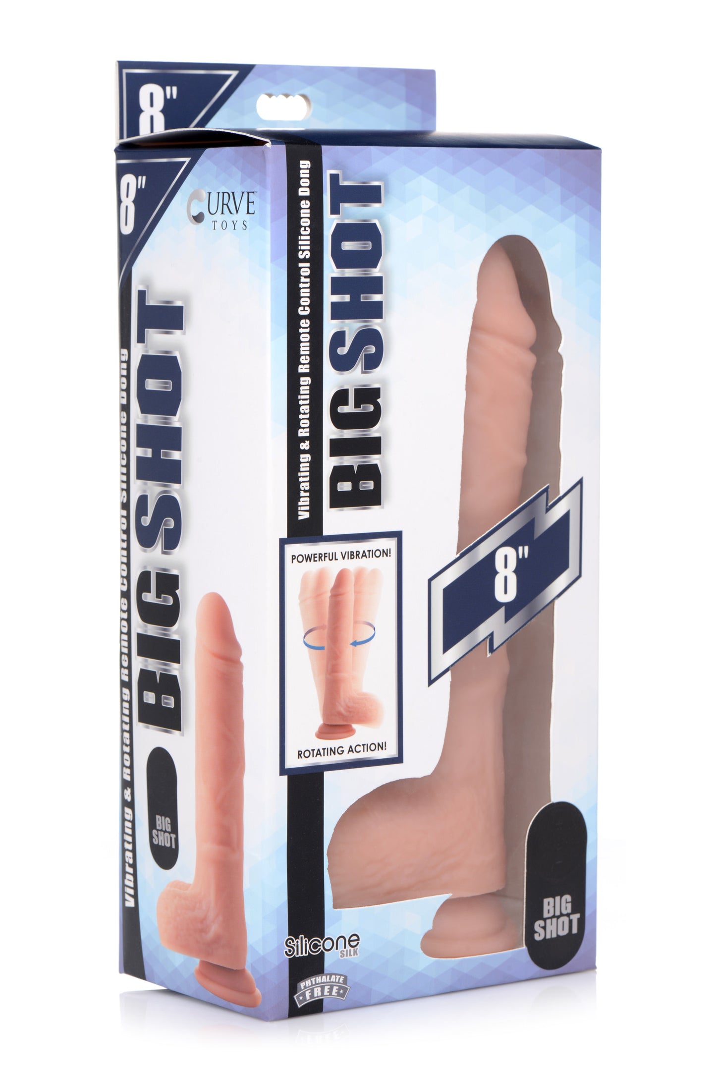 Vibrating And Rotating Remote Control Silicone Dildo With Balls - 8 Inch