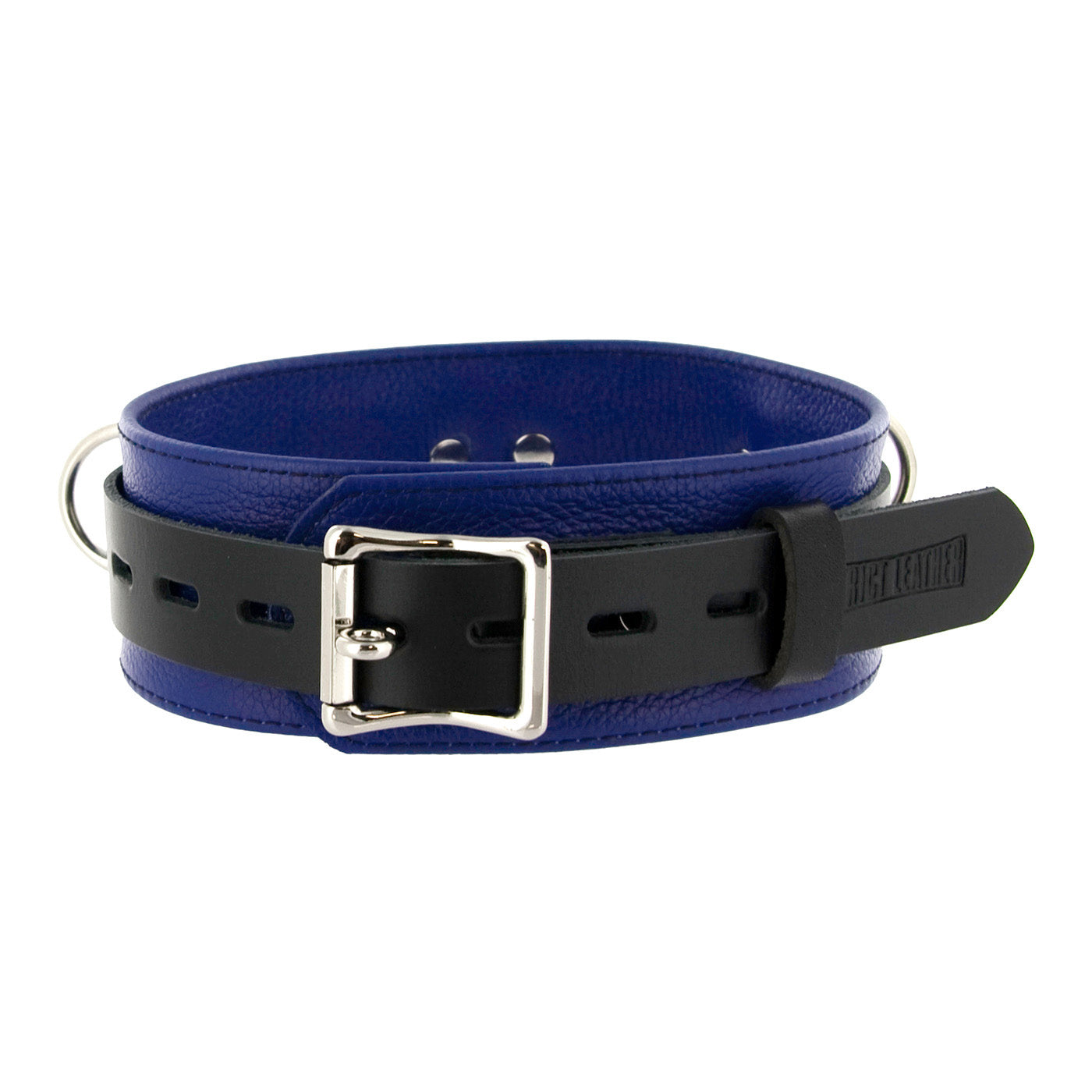 Strict Leather Deluxe Locking Collar - Blue And Black