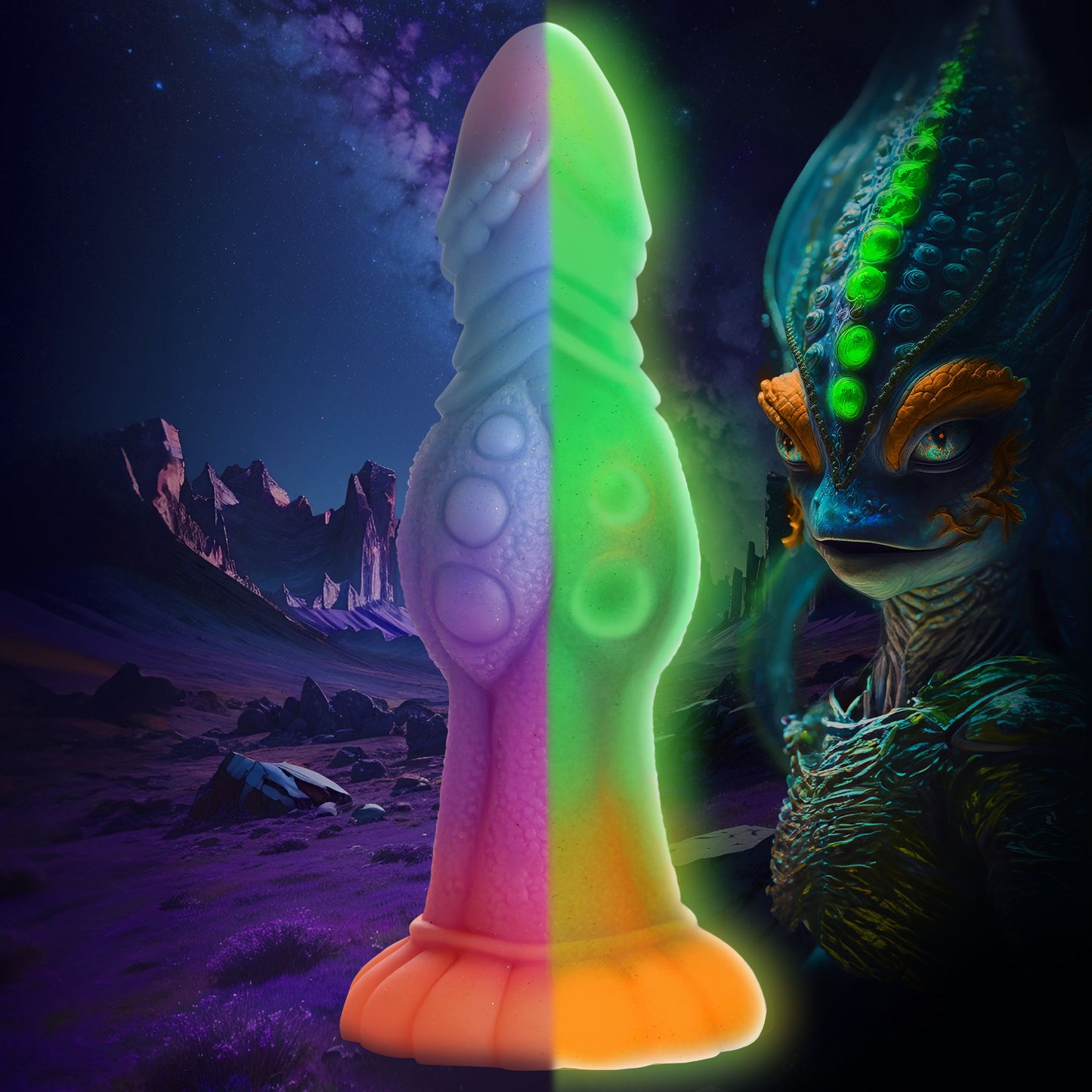 Galactic Cock Alien Creature Glow-in-the-dark Silicone Dildo