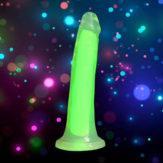 7 Inch Glow-in-the-dark Silicone Dildo - Green