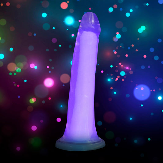 7 Inch Glow-in-the-dark Silicone Dildo - Purple